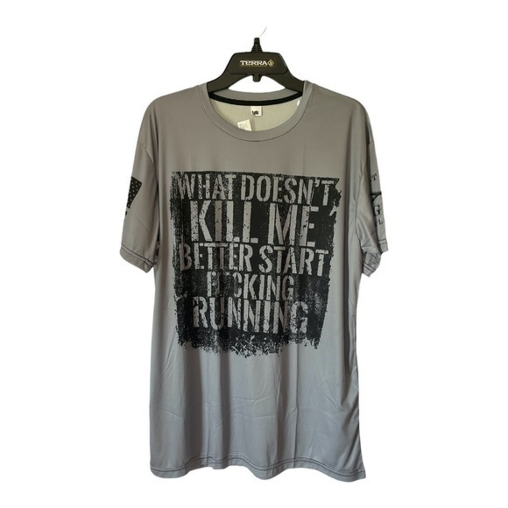 COPY - Unbranded Mens Grey Silky Graphic Print T-Shirt Size Medium
